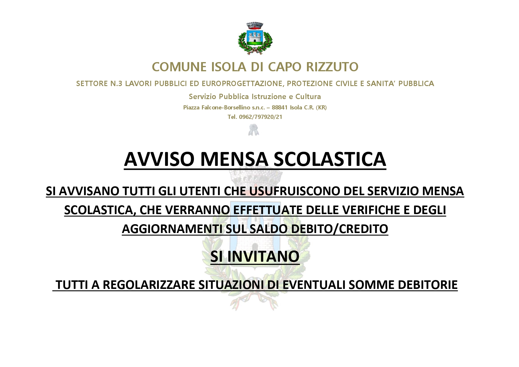 avviso mensa