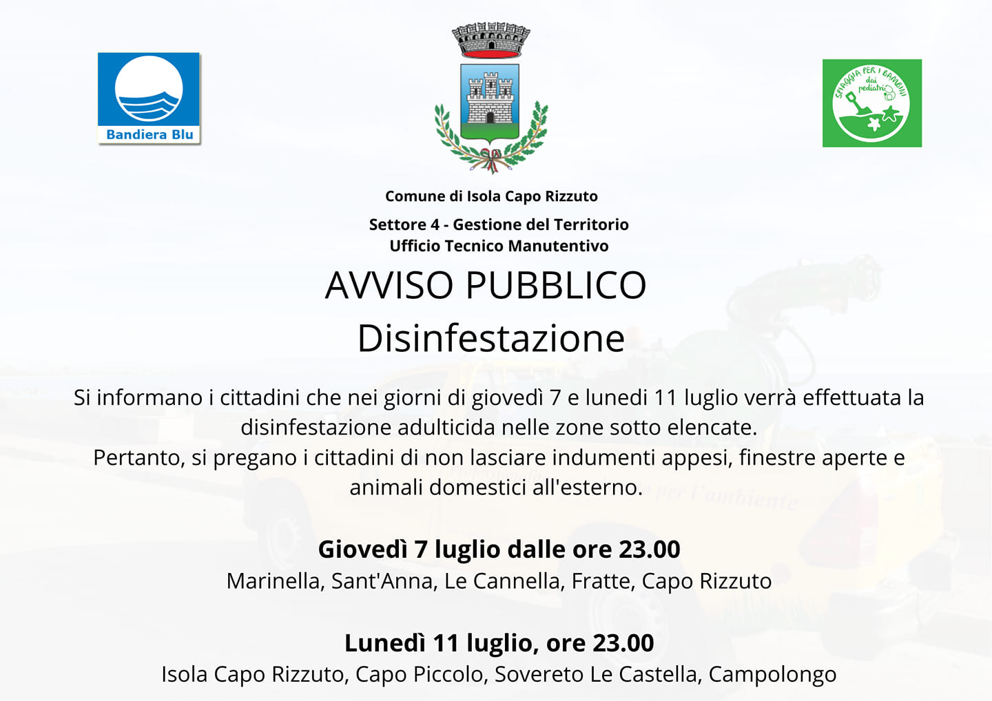 avviso pubblico - disinfestazione