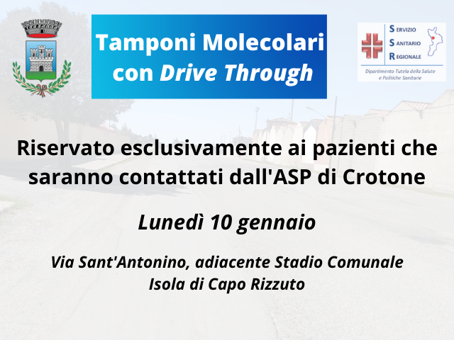 Dopo la lettera inviata nei giorni scorsi dal Sindaco Maria Grazia Vittimberga, l’Azienda Sanitaria Provinciale di Crotone ha deciso di intervenire sul territorio di Isola Capo Rizzuto con l’apertura di un Punto T