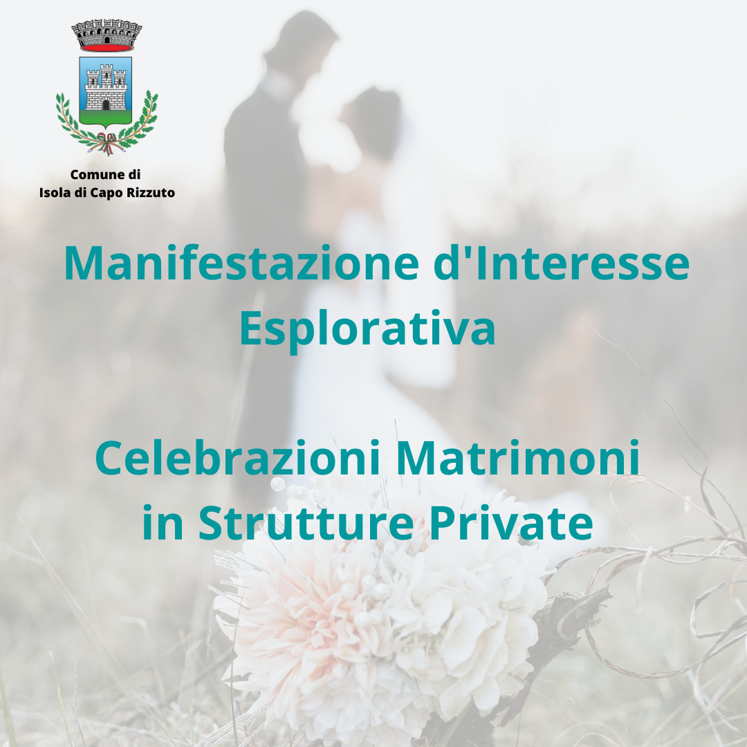 Manifestazione d'Interesse Celebrazioni Matrimoni in Strutture Private