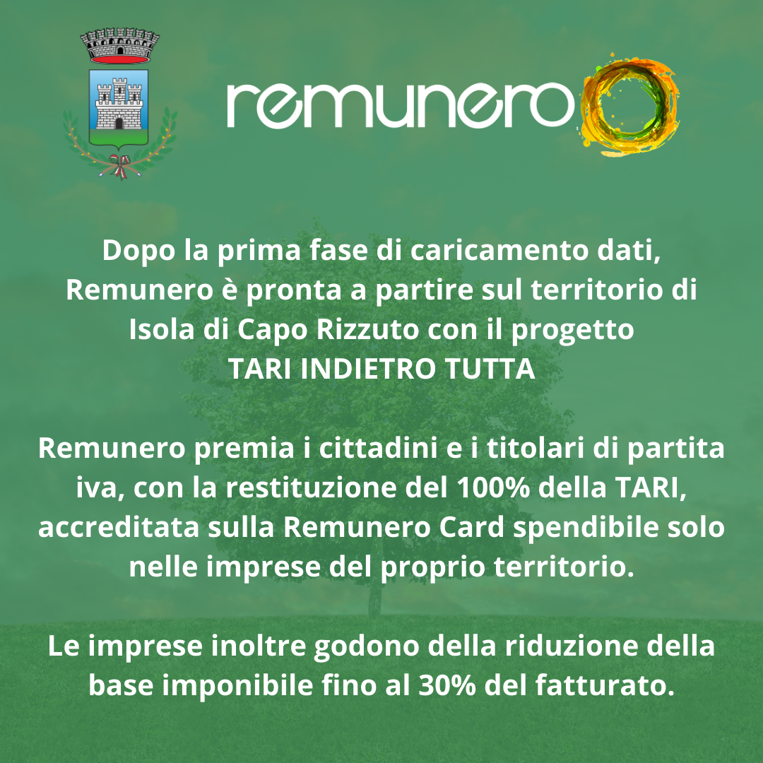 Remunero, Tari Indietro Tutta: al via l'iter finale