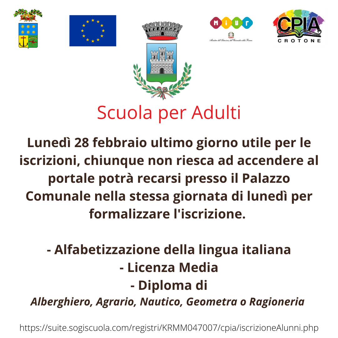 scuola per adulti, iscrizone comune